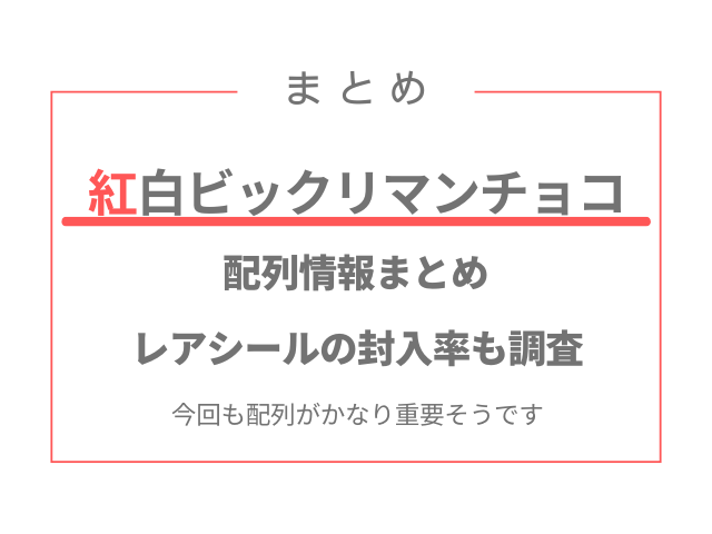 紅白ビックリマンチョコ39の配列まとめ！レアシールの封入率も調査