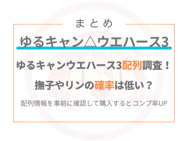 ゆるキャン△ウエハース3の配列調査！撫子やリンの確率は低い？