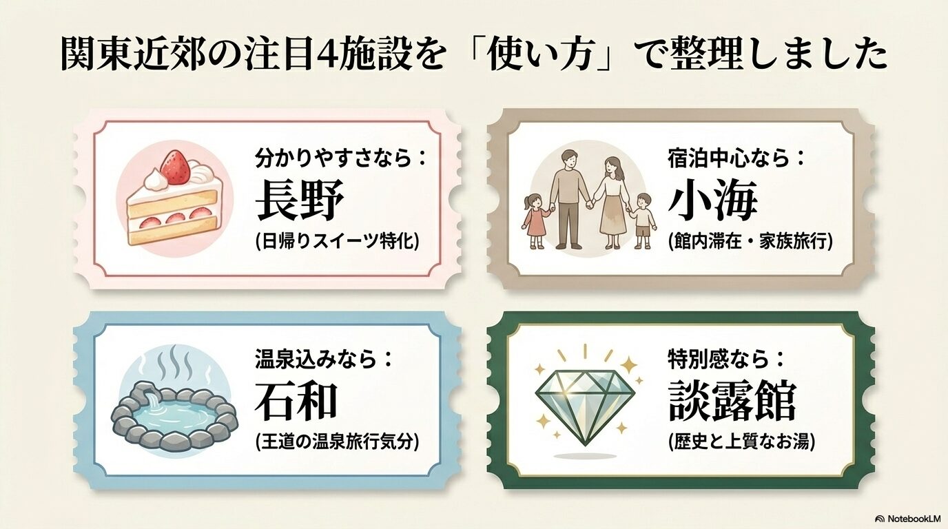 シャトレーゼホテルを目的別に選ぶならどこがおすすめなのか迷いなく一目でわかる画像