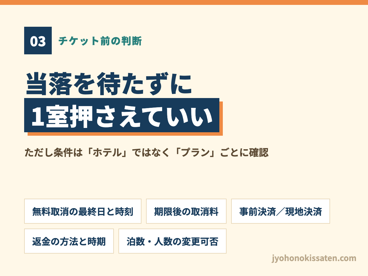 チケット発売前・サークル当落前にホテルを予約する際の取消条件